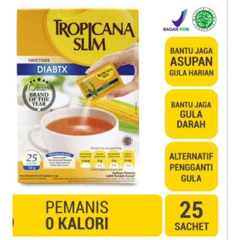 

Tropicanaslim Sweetener Diabtx 25's, 50's, 100,s - Pemanis nol kalori