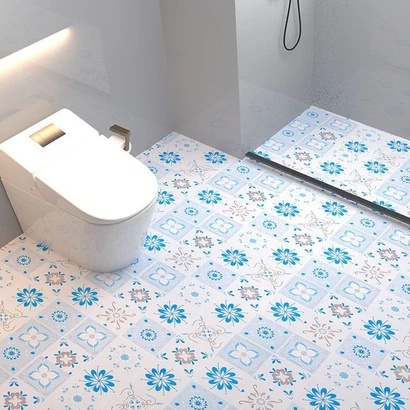 Hemat Lantai PVC Stiker perekat diri Stiker Dinding Kamar Mandi Tahan Air Stiker Dinding Kamar Mandi