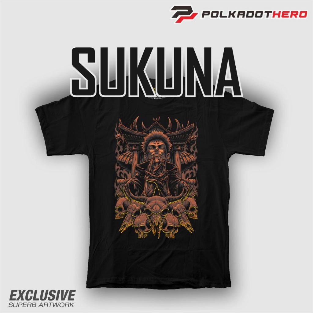 KAOS PRIA ANIME POLKADOT HERO JUJUTSU KAISEN SUKUNA | COTTON COMBED 24S