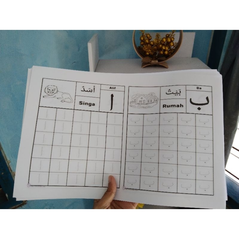 

16 lembar huruf Hijaiyah menebali komplit | sarana belajar anak Murah lembaran tanpa jilid/bendel
