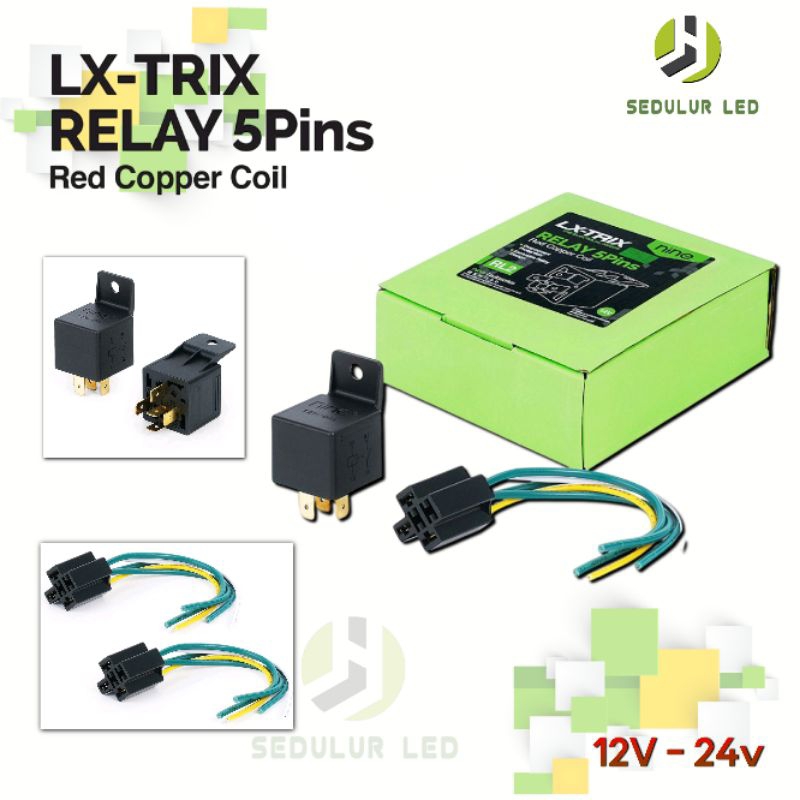RELAY LUMINOS NINE RILEY 5 KAKI 40A 12V MOTOR MOBIL+RELAY SOKET