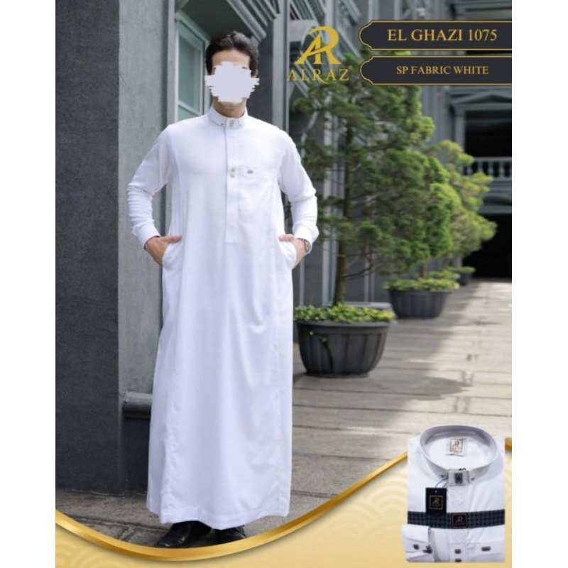 (BISA COD) GHAMIS JUBAH ALRAZ EXCLUSIVE PREMIUM PUTIH POLOS