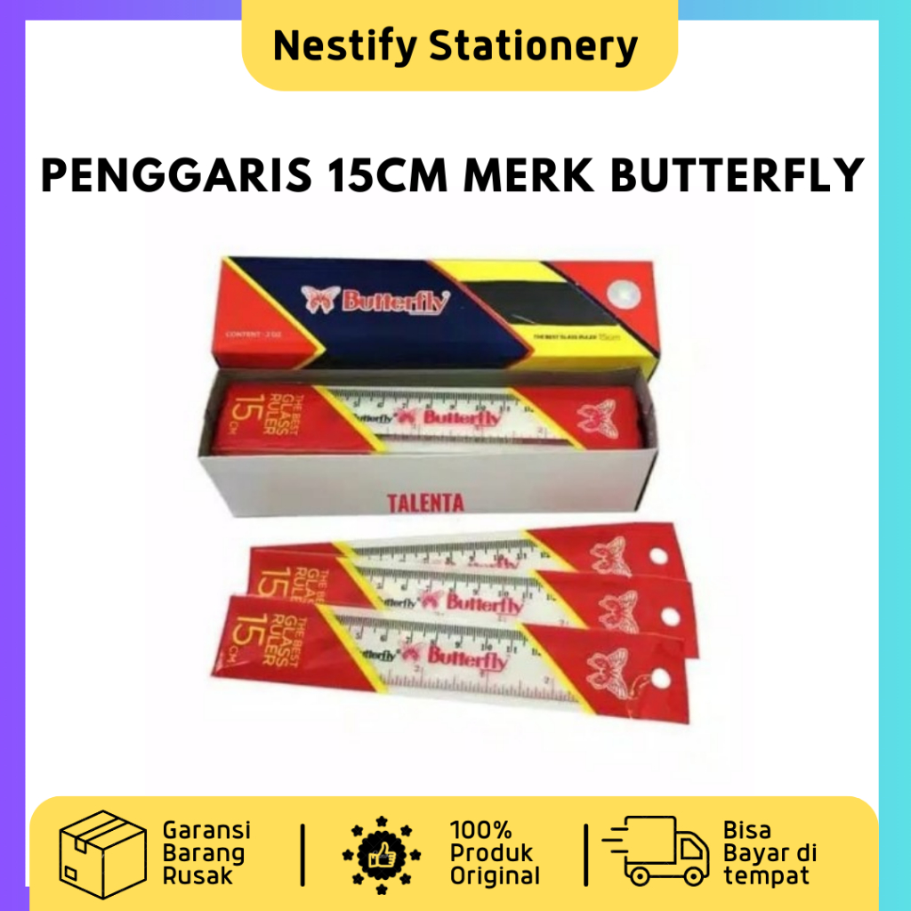 

PENGGARIS 15CM BUTTERFLY / BUTTERFLY 15CM / PENGGARIS PLASTIK 15CM GOOD QUALITY