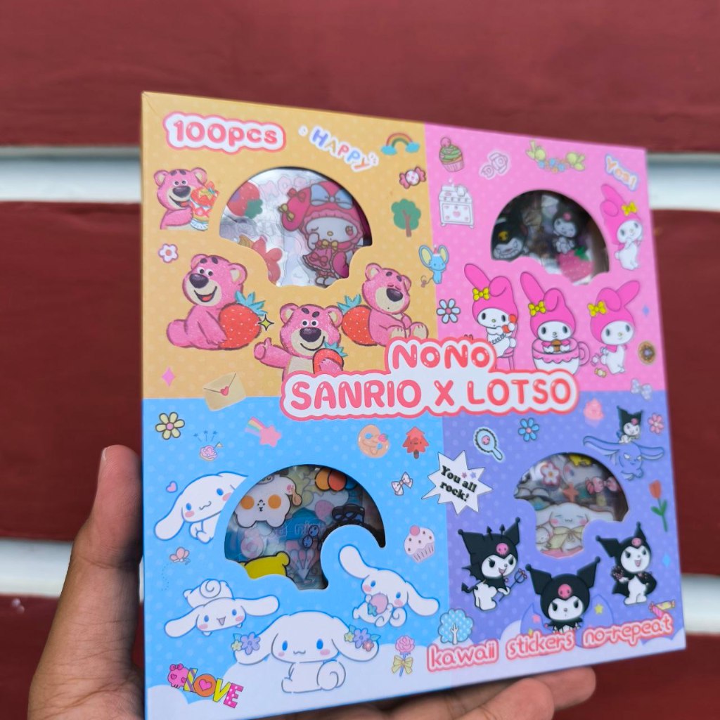 

Stiker SANRIO KUROMI CINNAMOROLL MELODY Isi 100 Pcs PVC Waterproof Anti Air Stiker Karakter