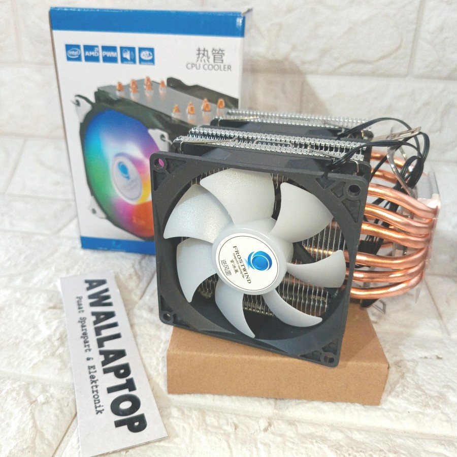 cpu cooler 2 kipas fan processor CPU intel AMD fan cooler 6 tembaga