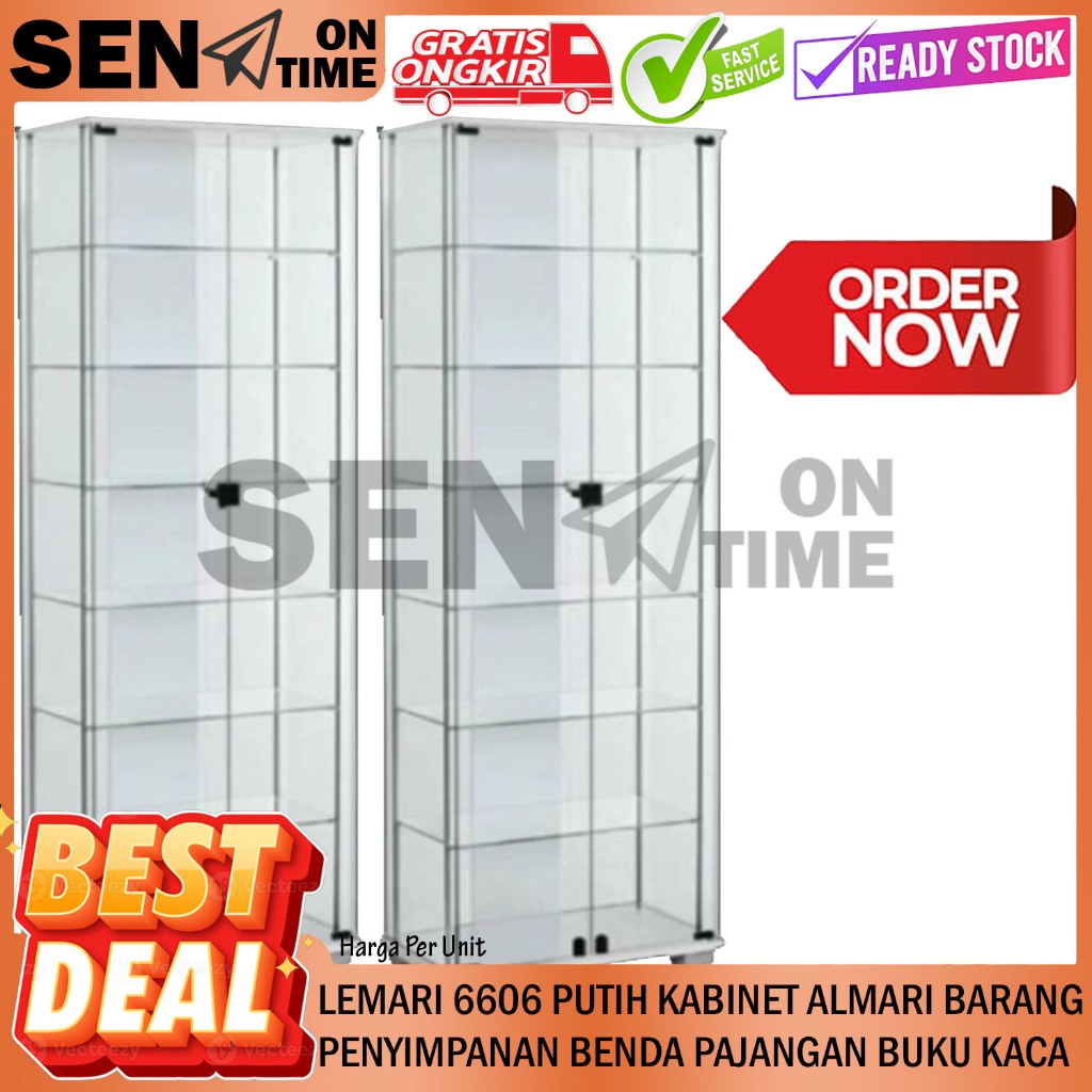 Lemari Hias Model 6606 Penyimpanan Menghemat Tempat  Etalase Kaca Alumunium Praktis Rak Rell Kuat Ku