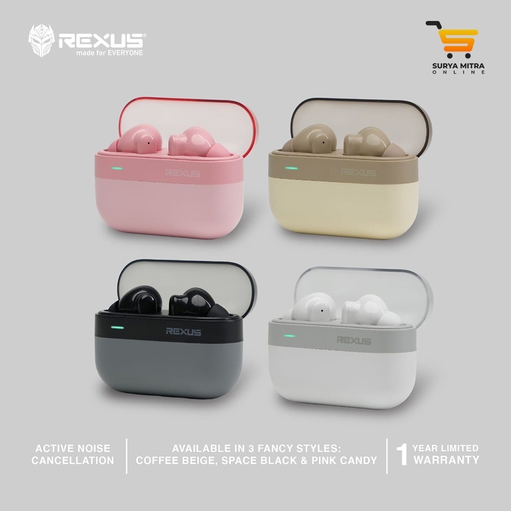 Earphone Bluetooth TWS Rexus FX6 ANC + Touch Control