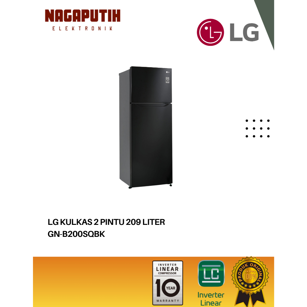 LG KULKAS 2 PINTU GN-B200SQBK 209L INVERTER