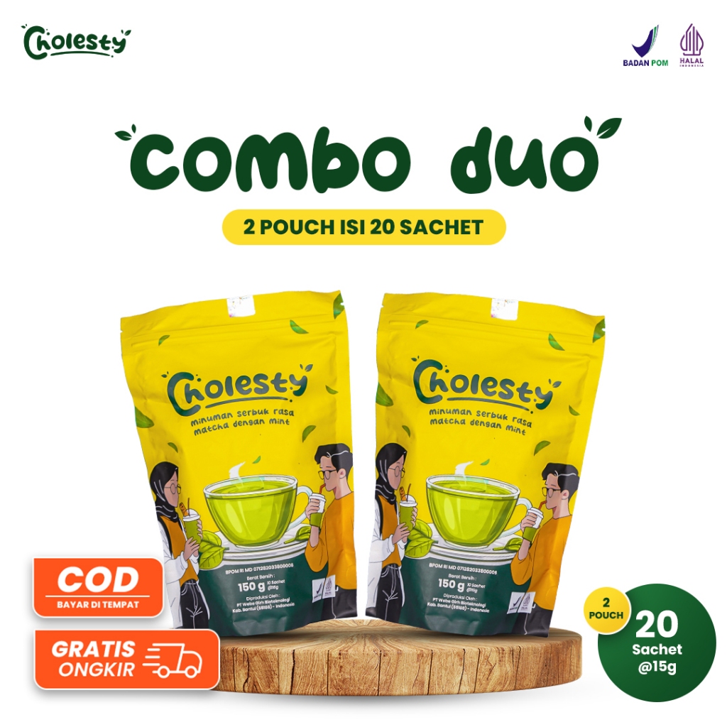 

CHOLESTY - Teh Hijau Penurun Kolesterol BPOM & Halal MUI - 150 gram isi 2 Pouch