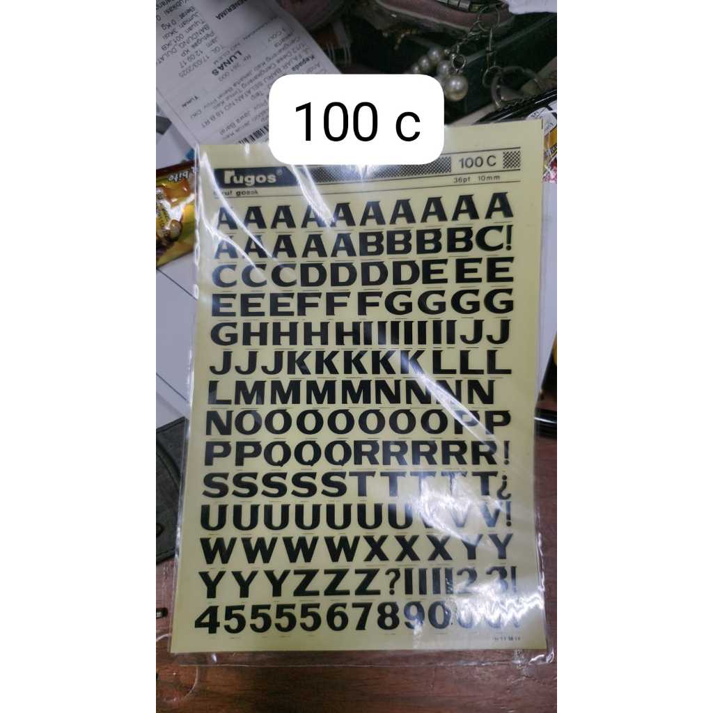 

rugos huruf angka ukuran 1 cm ( kode 99c / 41L / 112 G / 110 c) satuan ( per lembar)