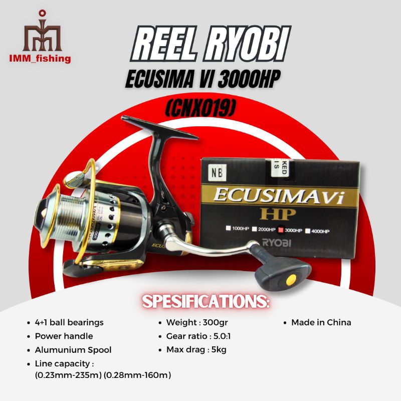 REEL RYOBI ECUSIMA | Alat Gulungan Pancing | Spinning