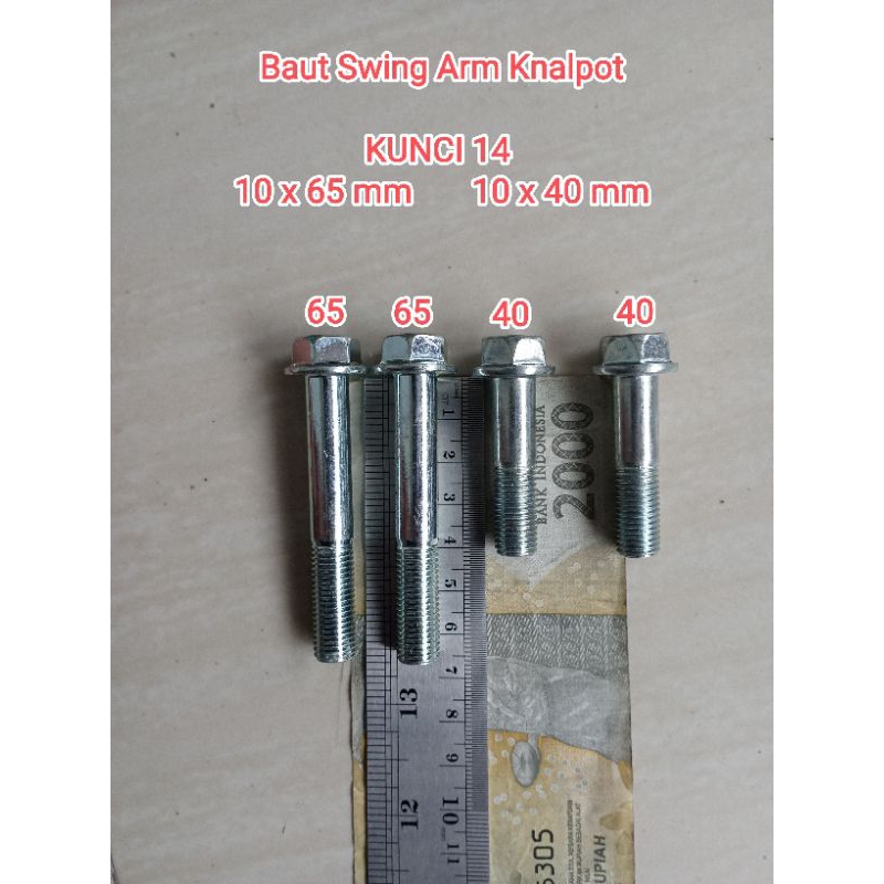 BAUT SWING ARM KNALPOT HONDA BEAT VARIO SCOOPY GENIO KUNCI 14 M10x65 dan M10x40 BAUT MOTOR Flange bo