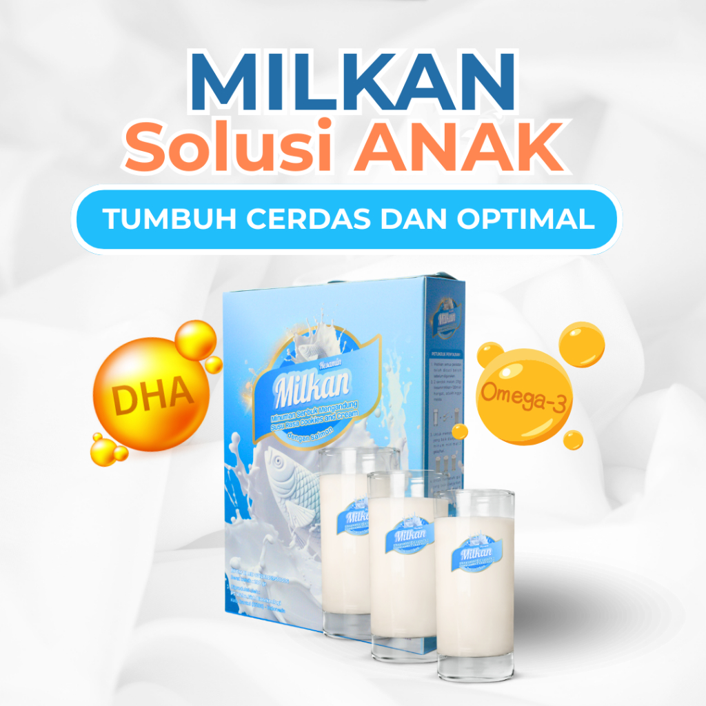 

Milkan - Susu Protein Ikan SALMON untuk tumbuh kembang anak & kecerdasan Otak - BPOM ( 200 gr )