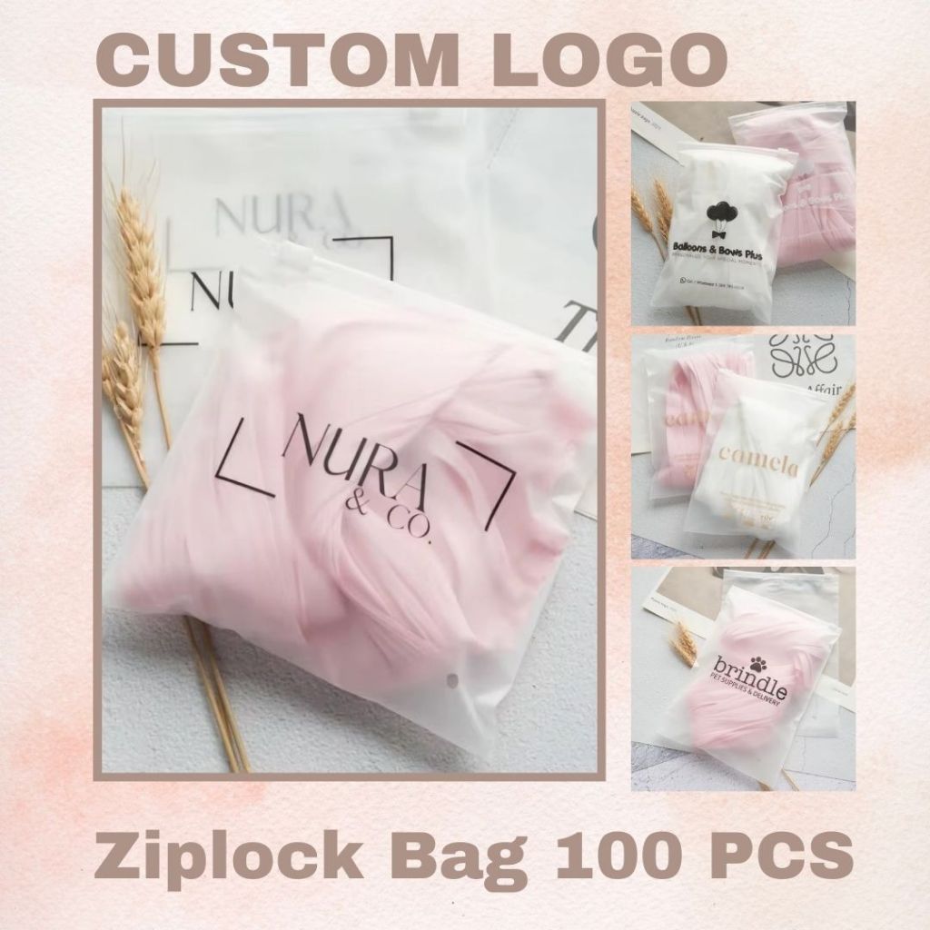 100 PCS Custom Logo Plastik Ziplock pembungkus pakaian