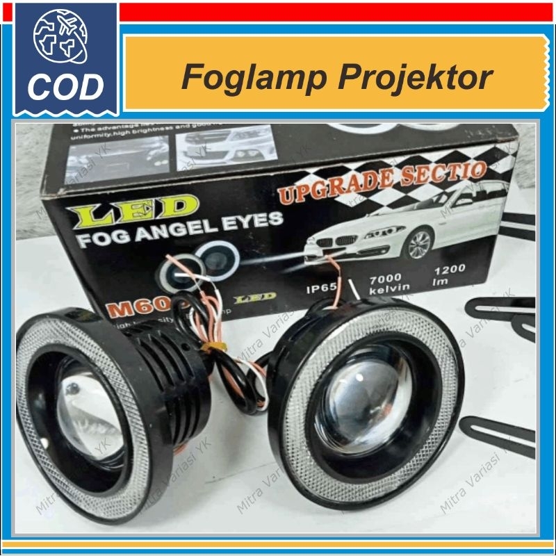 LAMPU FOGLAMP ANGEL EYE KABUT PROJI LED MOBIL TEMBAK PROJEKTOR 89 MM 89MM 2 MODE AVANZA XENIA JAZZ B
