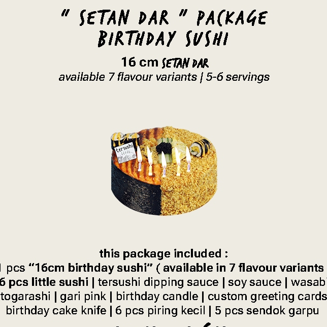 

Birthday Sushi Setan Dar Package 16 Cm