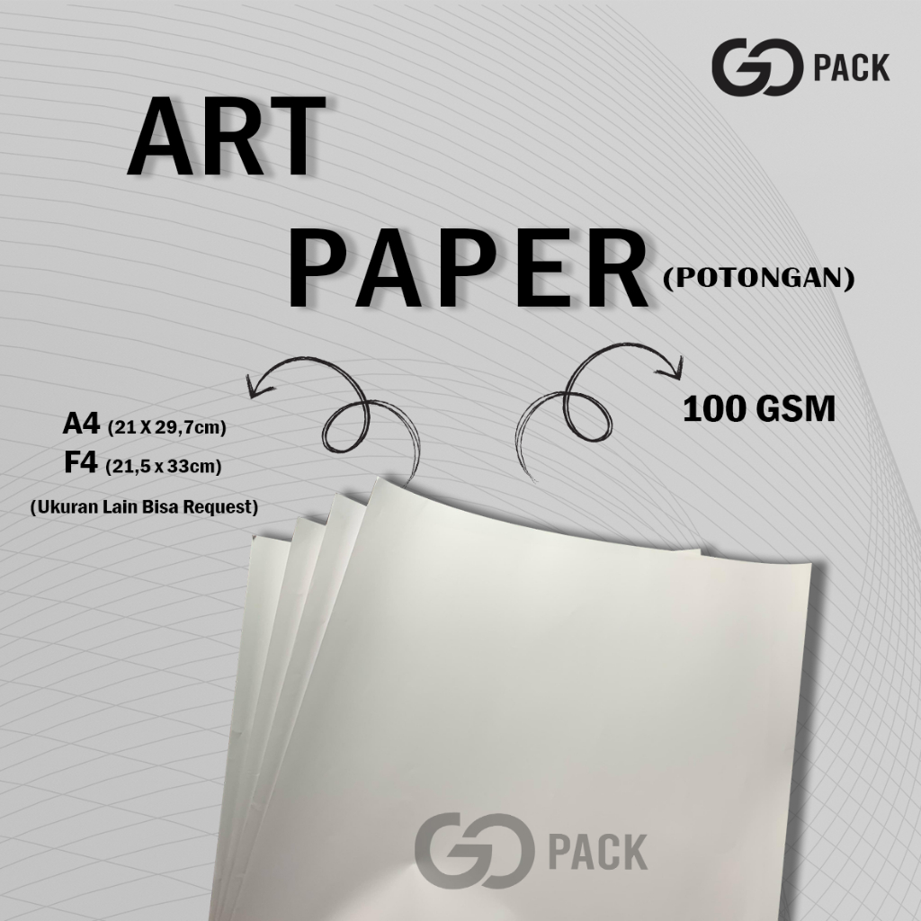 

Kertas Art Paper Dengan Ketebalan 100 Gsm , Memiliki Ukuran A4 (21 X 29,7 Cm) dan F4 (21,5 X 33 Cm)