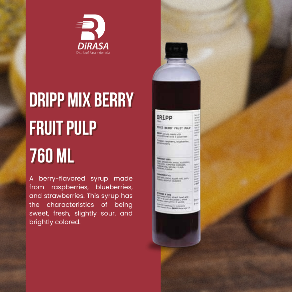 

DiRASA - DRiPP Mixed Berry Fruit Pulp 760 ML Untuk Bisnis HORECA/Barista/Bartender/Mixologist
