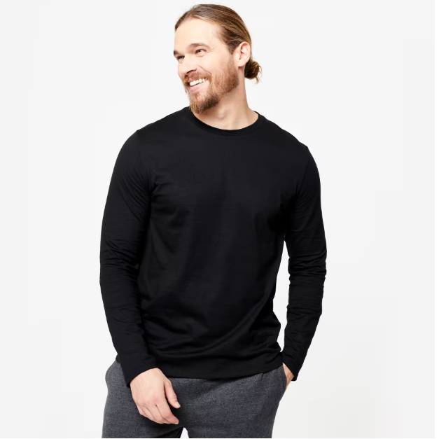 DOMYOS Kaos Lengan Panjang Pria Fit Crew Neck Olahraga Fitness