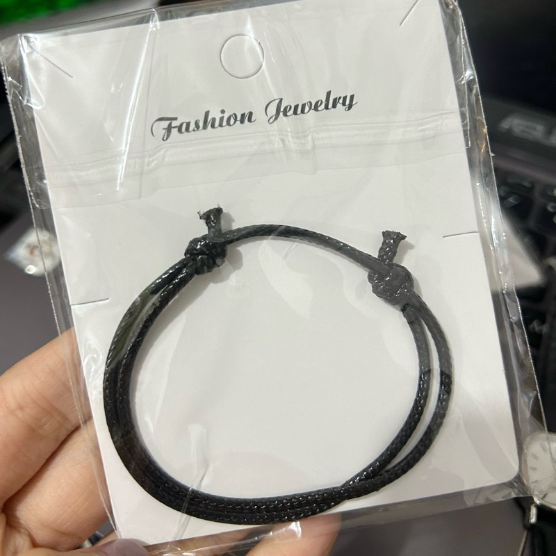 NHIASHOP-Gelang Tali Polos Tali 2mm Hitam Gelang Tali Adjustable Pria Dan Wanita