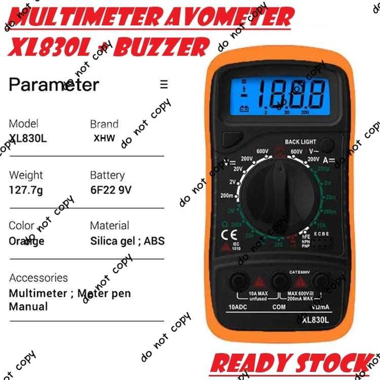 Multimeter XL830L Multitester Avometer Digital + Buzzer XL 830 L