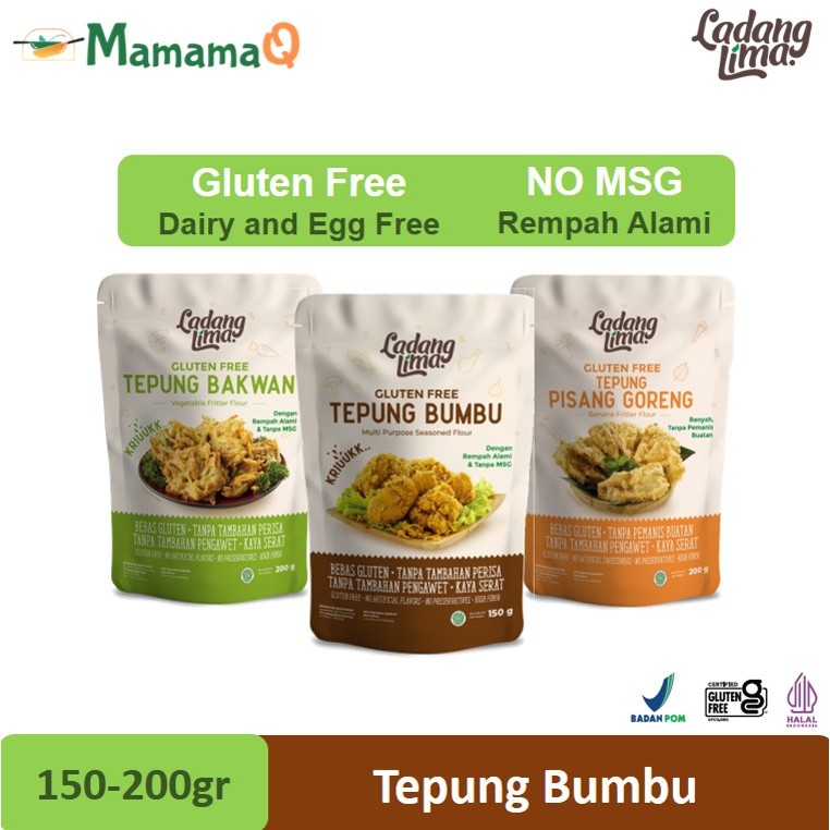 

Tepung Bumbu Bebas Gluten Free No MSG Tepung Fried Chicken Pisang Goreng Bakwan Ladang Lima