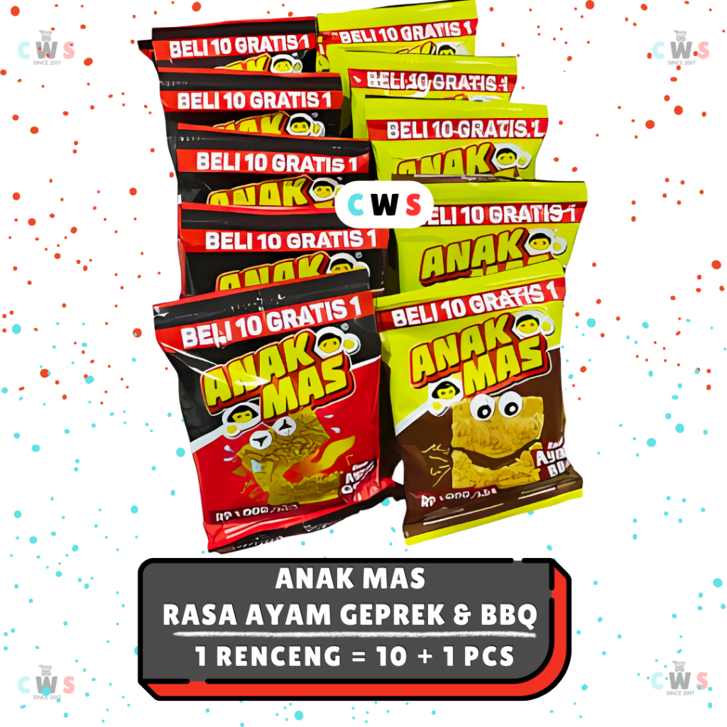 

ANAK MAS Mi Kremes Makanan Anak Jadul Ayam Geprek BBQ - 1 Renceng / 10 + 1 Pcs