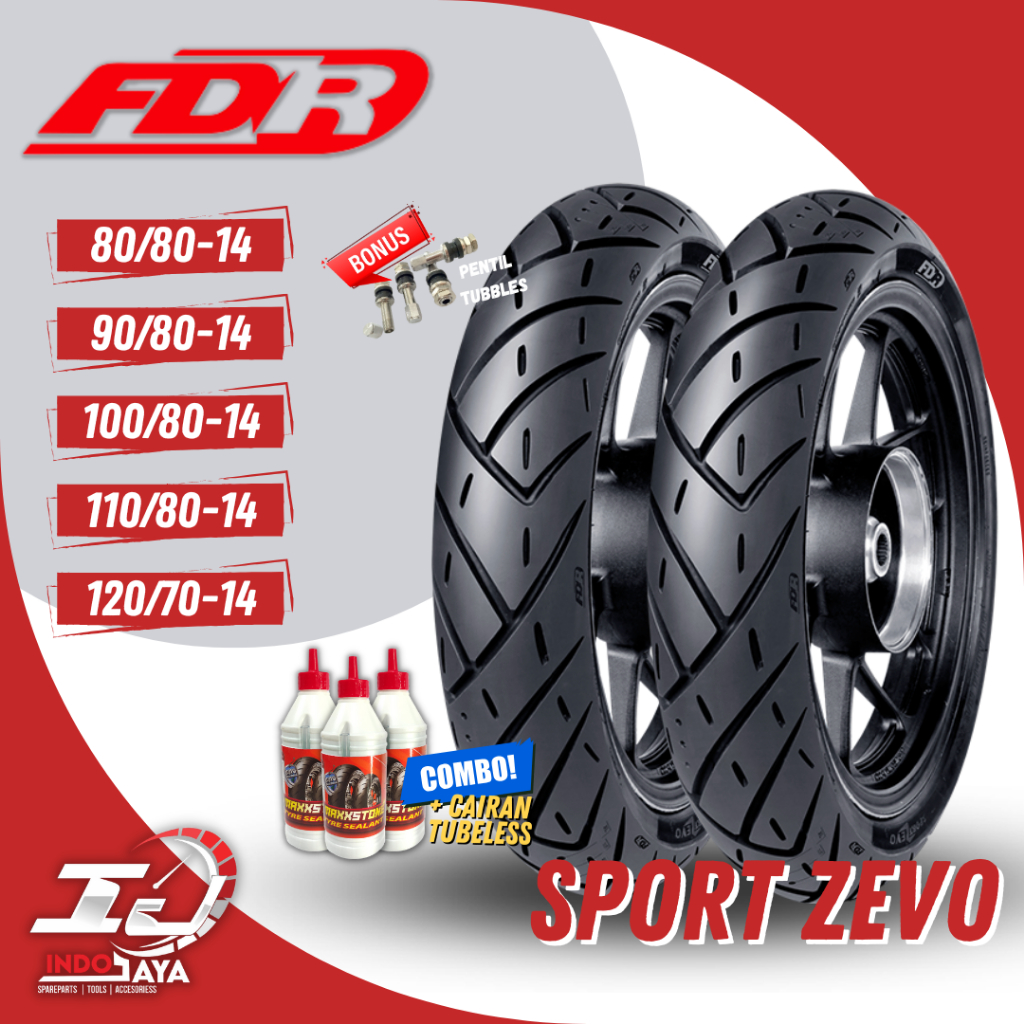 [BAYAR DI TEMPAT] BAN FDR TUBELESS SPORT ZEVO ( 80/80-14 - 90/80-14 - 100/80-14 - 110/80-14 - 120/70