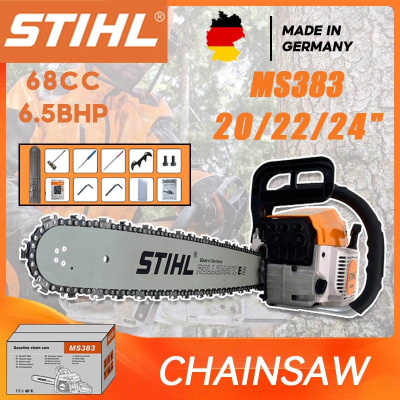 ready Mesin Chain Saw 20/22/24inch 68CC Chainsaw 2Tak Mesin Senso Gergaji Kayu Pohon Jerman