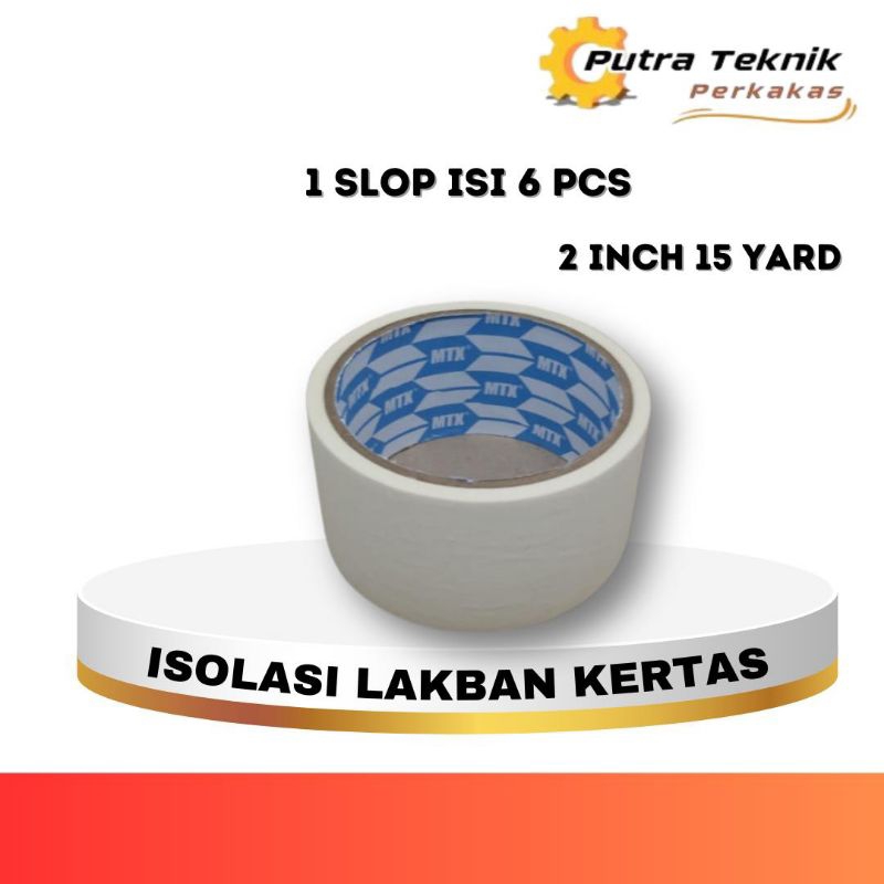 MASKING TAPE ISOLASI LAKBAN KERTAS 2 INCH 15 YARD 1SLOP ISI 6PCS