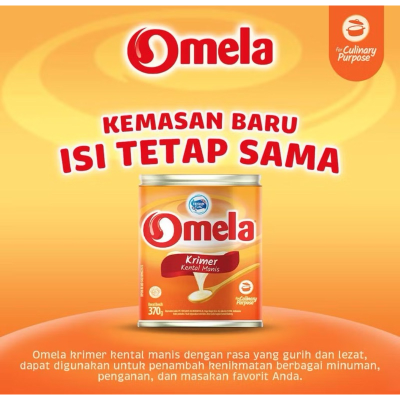 D[GROSIR 1 DUS] 48Pcs FRISIAN FLAG OMELA Susu Krimer Kental Manis Plain Kaleng 490gr Bpom Halal