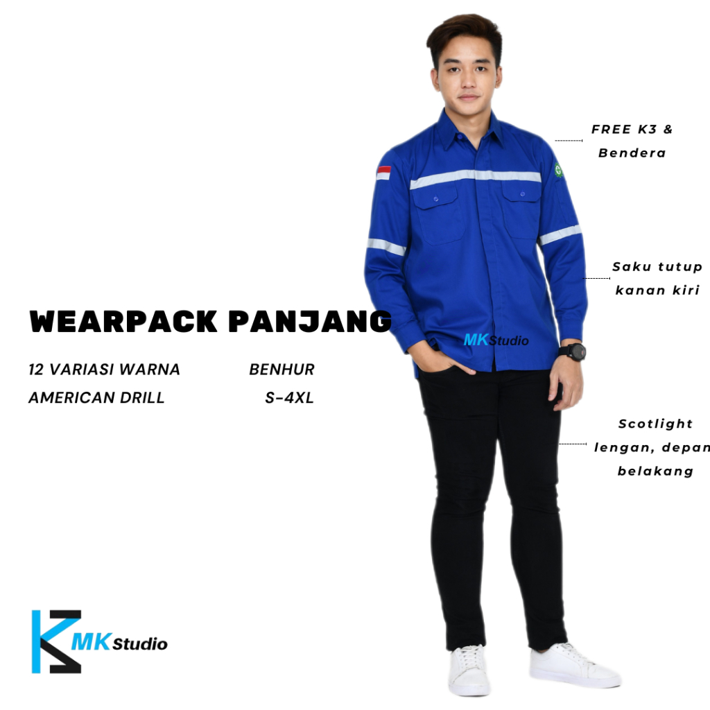 Kemeja Safety Lapangan/Baju Lapangan Outdoor/Seragam kerja lengan panjang/Kemeja custom bordir