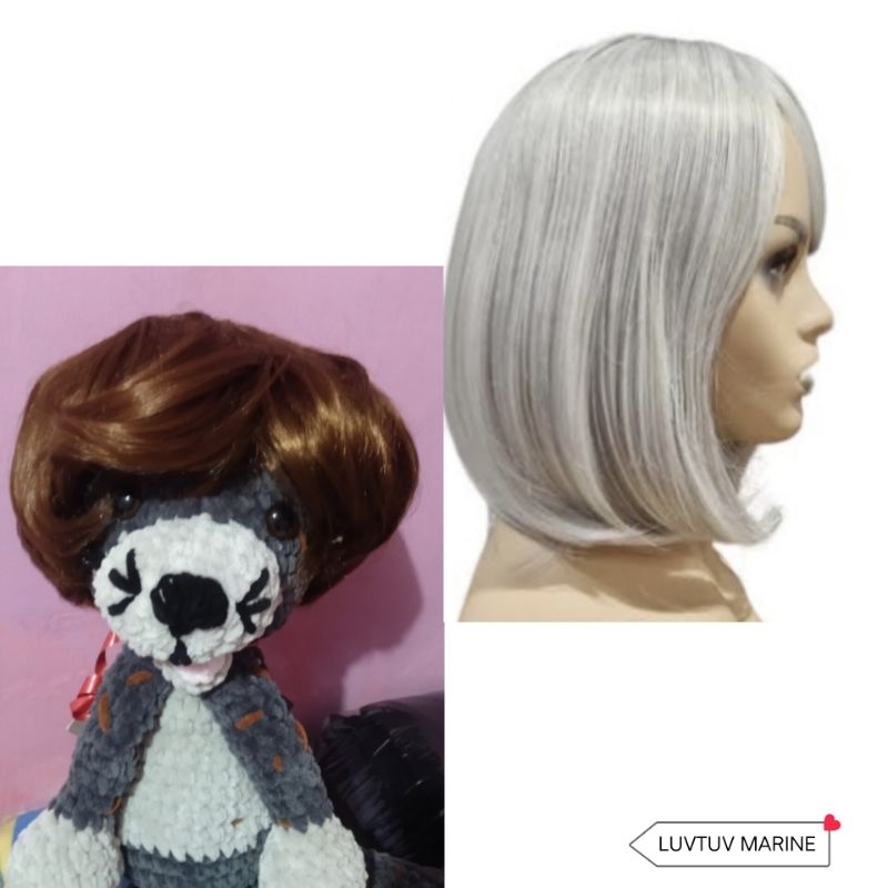 Wig Rambut palsu grey abu abu brown Sintetis, Wig Rambut Mannequin, Wig rambut Cosplay [PRELOVED]