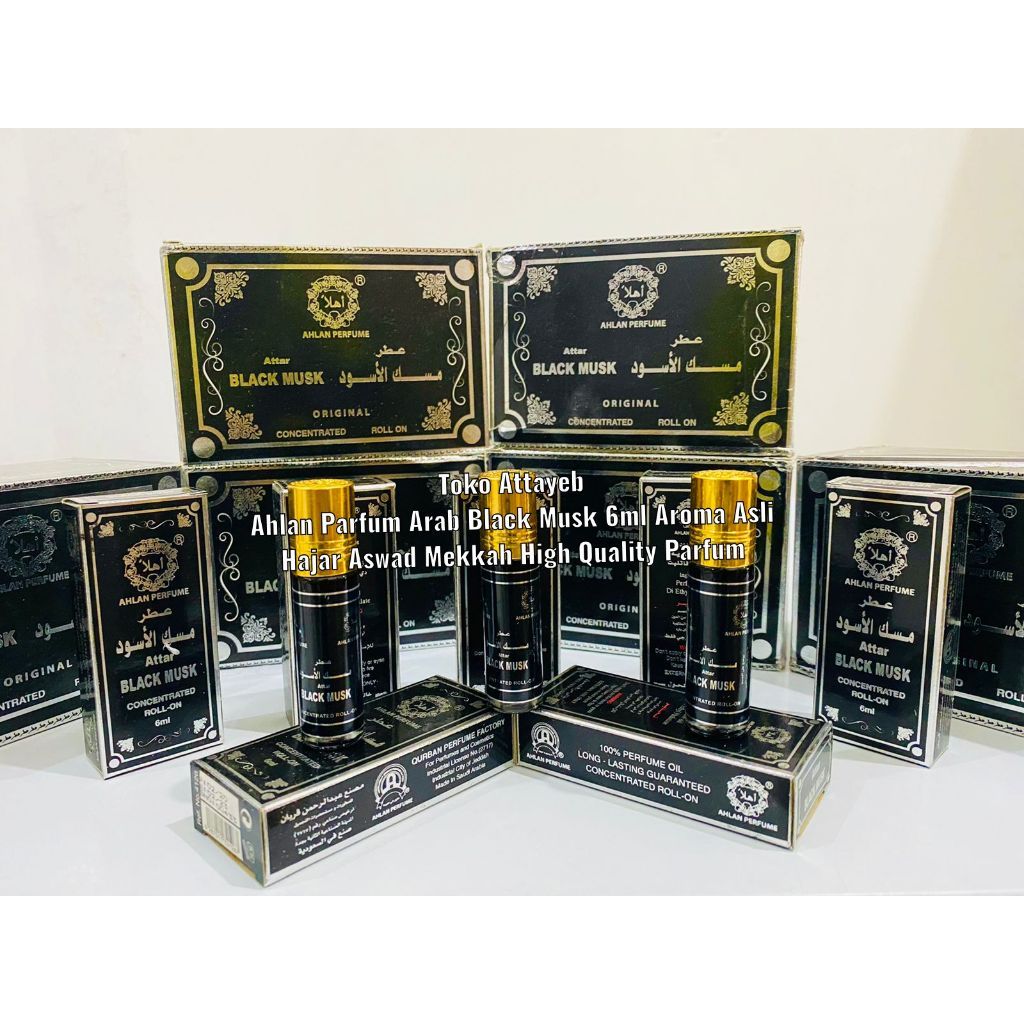 Ahlan Parfum Arab Black Musk 6ml Parfum Aroma Asli Hajar Aswad Mekkah High Quality Premium