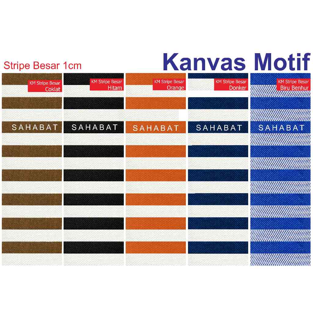 Kanvas Motif Stripe Garis Besar / Kanvas Katun / Bahan Kain Tas