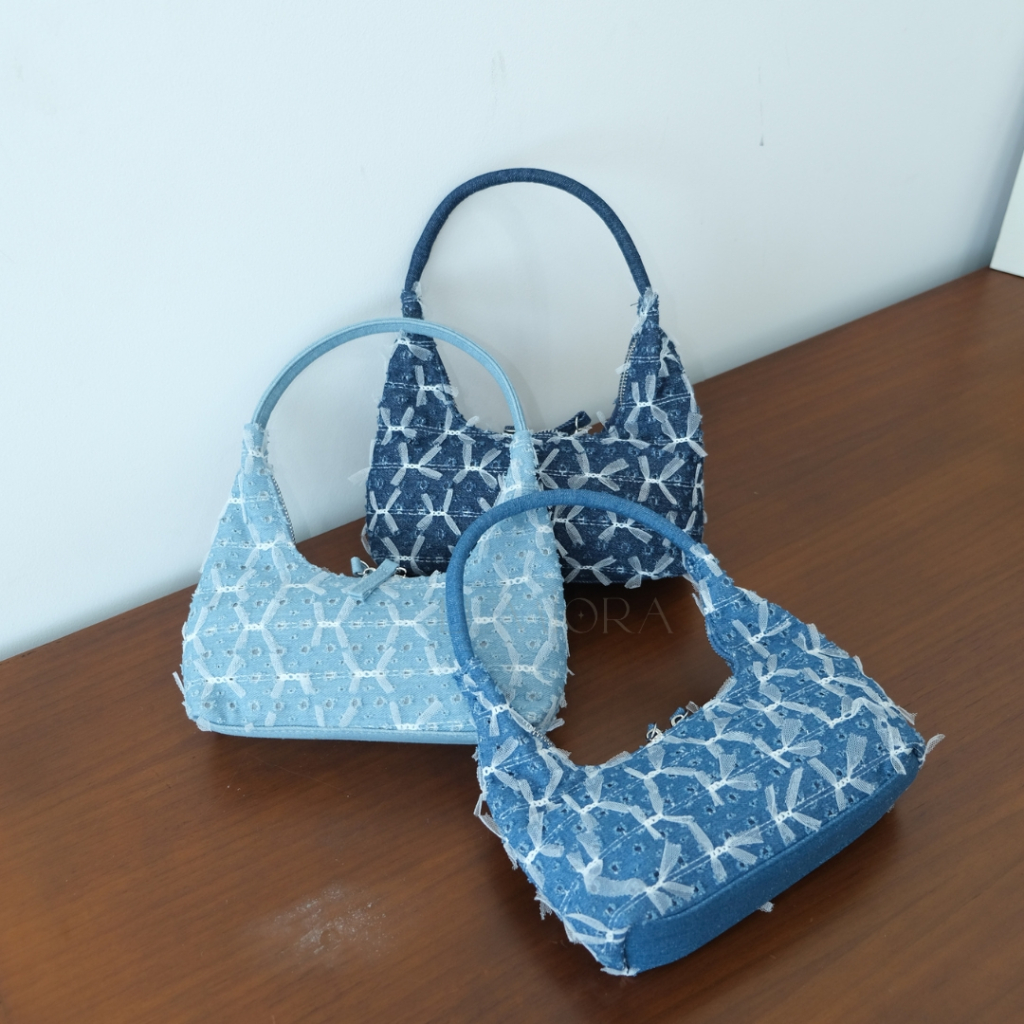 LUMIORA - BLAIR BAG / Tas Pita  Denim Vintage Casual Renda Pita Selempang Wanita Shoulder Bag Tas Wa