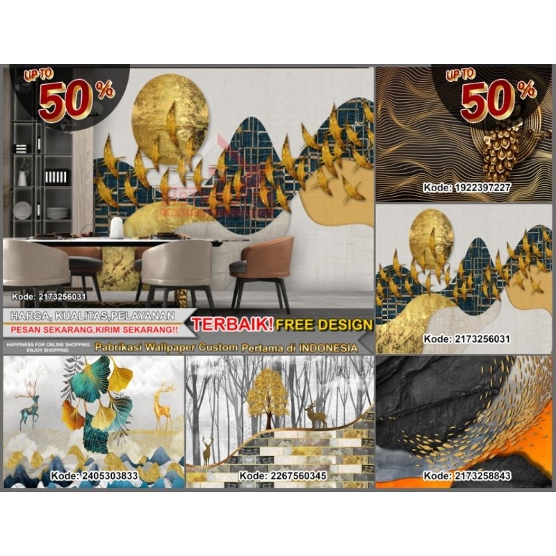 Wallpaper Custom 3D Tema Mural | Wallpaper Ruang Tamu | Wallpaper Ruang Mural | Wallsticker | Wallpa