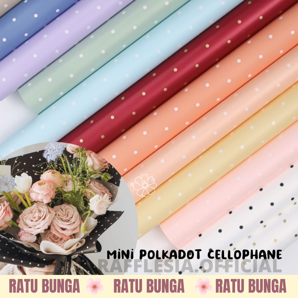 

[5 LEMBAR] FLOWER WRAPPING MINI POLKADOT CELLOPHANE WATERPROOF KERTAS BUKET BUNGA FLOWER WRAP/ PEMBUNGKUS