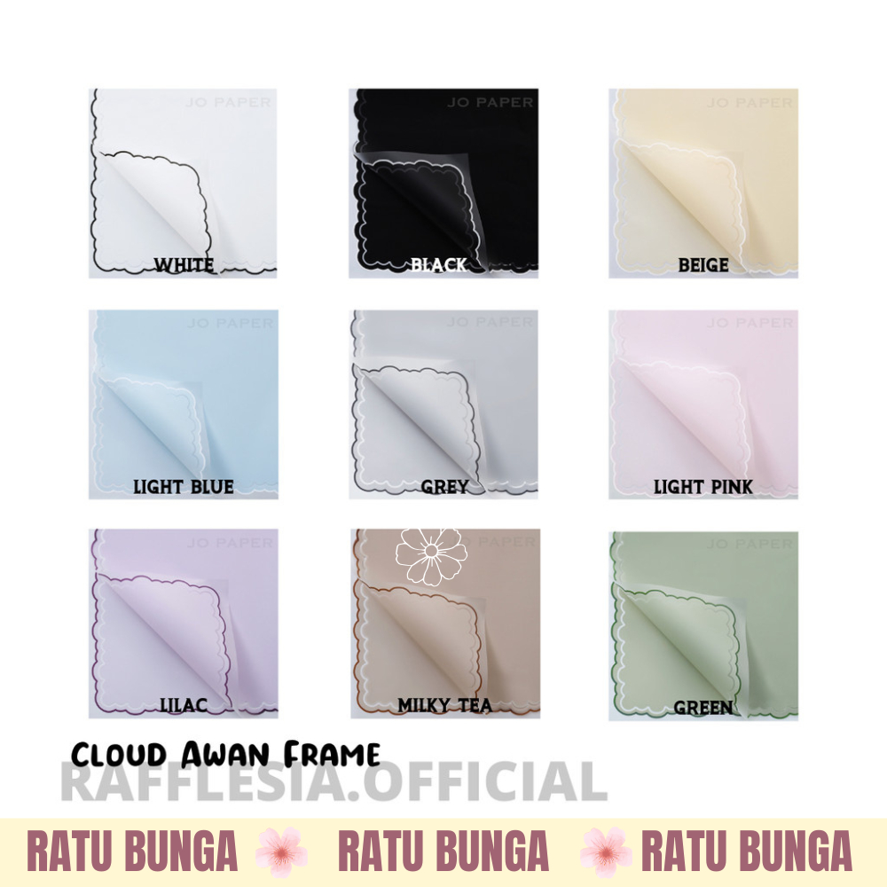 

[5 LEMBAR] Flower Wrapping Paper Varian List Cloud Awan Frame Transparan Kertas Buket Bunga Cellophane Florist Kertas Kado