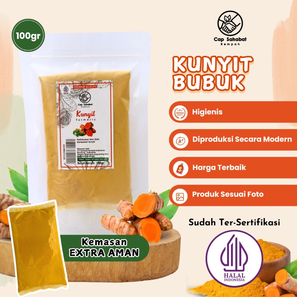 

100gr Kunyit Bubuk Murni / Turmeric Powder / Ground Turmeric / JSR 100% PREMIUM QUALITY CAP SAHABAT