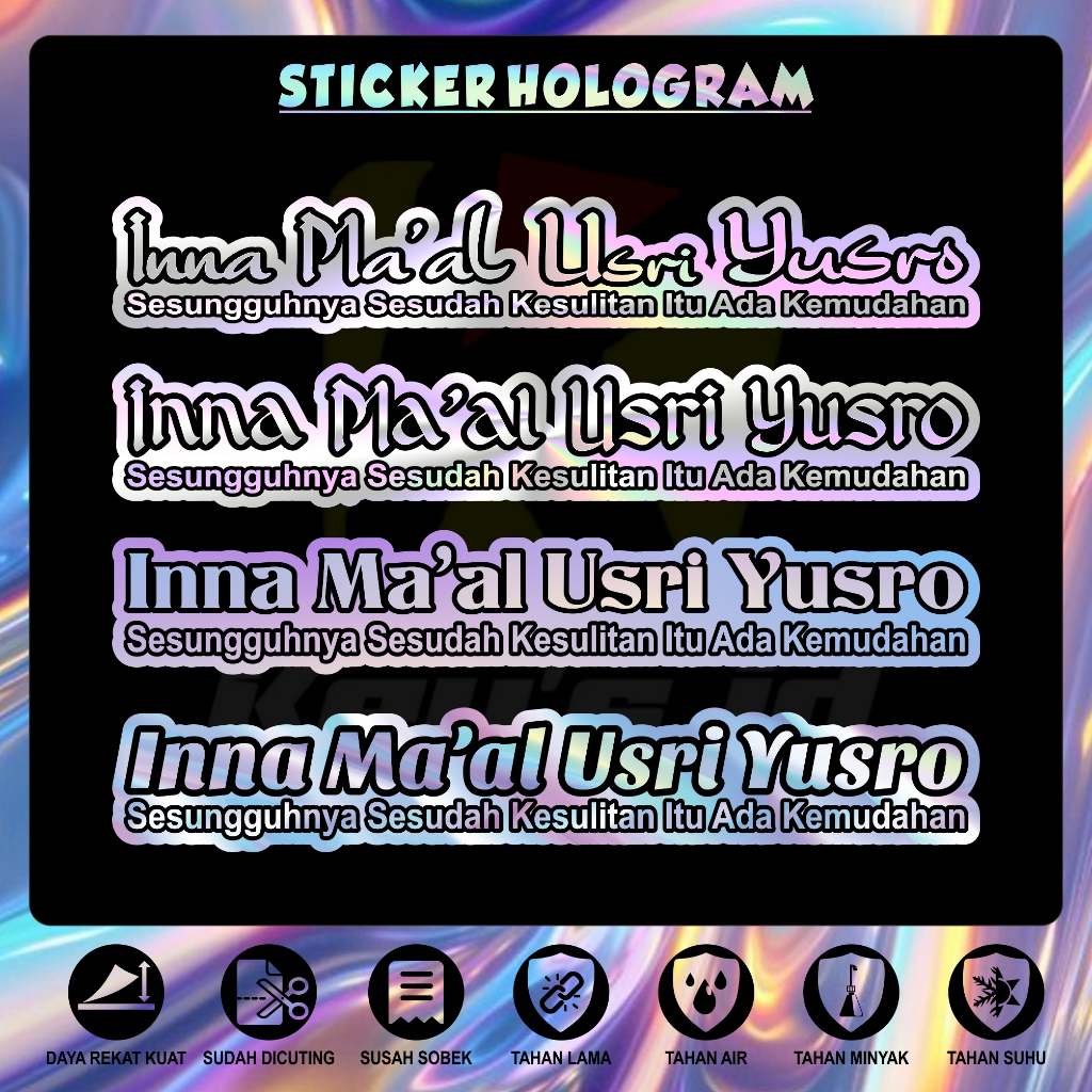 Stiker Hologram Inna Maal Usri Yusro, Sticker Inna Maal usri Yusro Sudah Dicutting