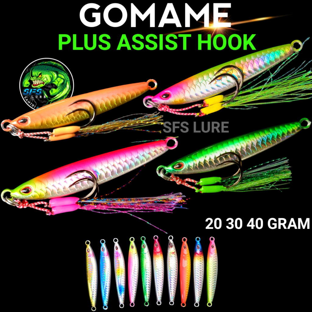 Metal jig Plus Assist Hook lengkap metal jig 40gram 30gram 20gram micro jig 20gram metal jig gomame 