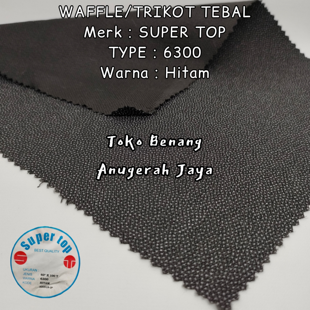 Kain Lem Trikot Wafel / Trikot Tebal Hitam Supertop/Babud
