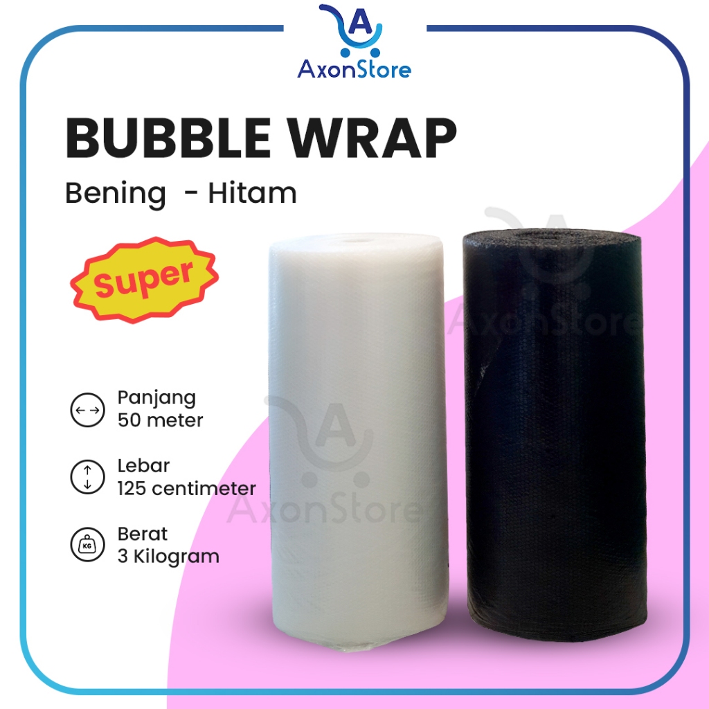 

Bubble SUPER Hitam 125cm x 50m 3kg Super Tebal Babel Wrapping Pack Eceran Murah Black Grosir