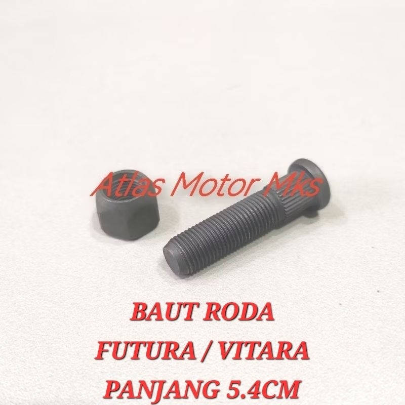 [1PC] BAUT RODA SUZUKI FUTURA / CARRY / VITARA 1.25 DRAT HALUS MUR 19MM PANJANG KESELURUHAN 5.4CM