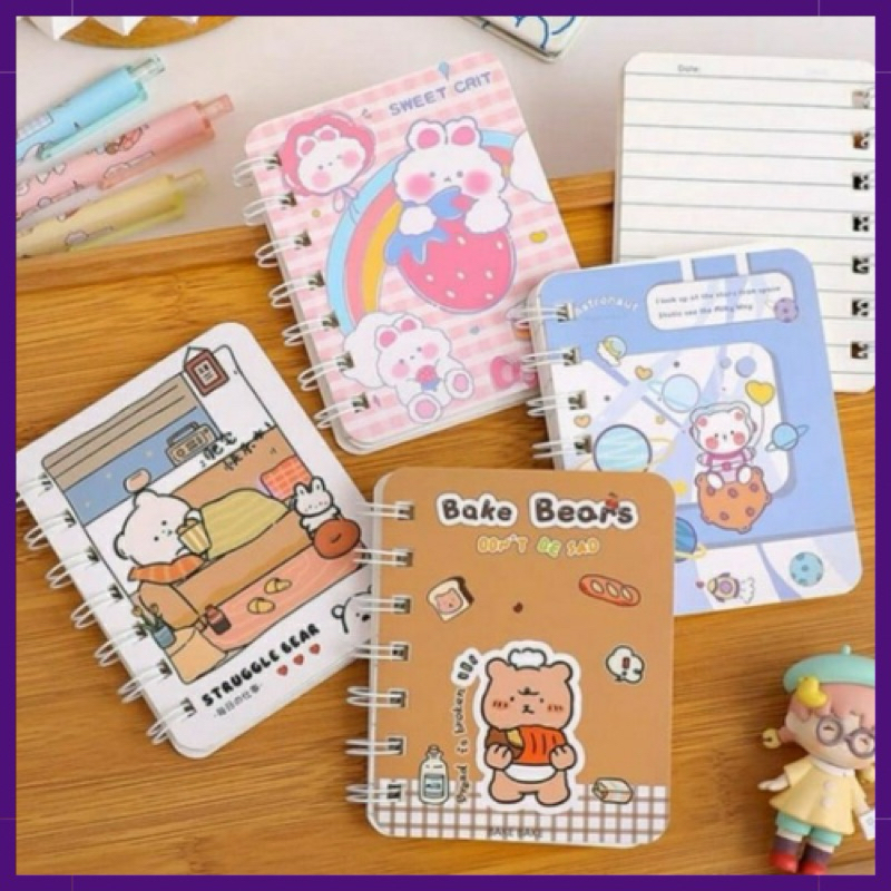 

NOTE BOOK - Ring Motif Lucu / Buku A7 Catatan Ring / Buku Tulis Ring Lucu Aesthetic - Mini Book Reminder