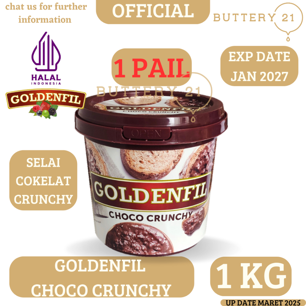 

GOLDENFIL CHOCO CRUNCHY SPREAD 1 KG / SELAI COKELAT CRUNCHY 1 KG
