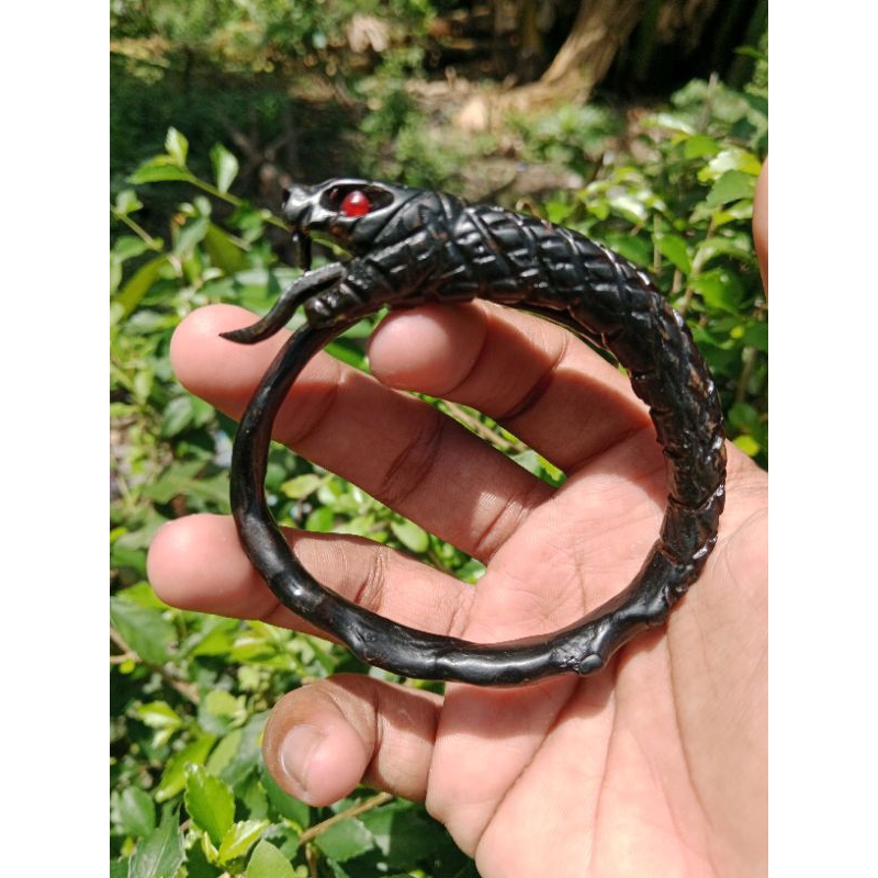 gelang akar bahar hitam ukir ular