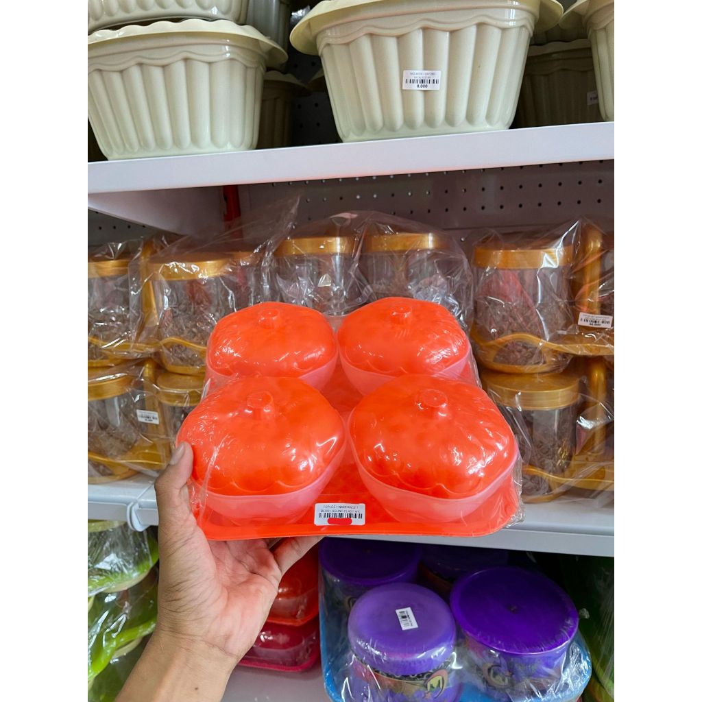 Toples + Nampan Set Berry Agung Plast isi 4 pcs