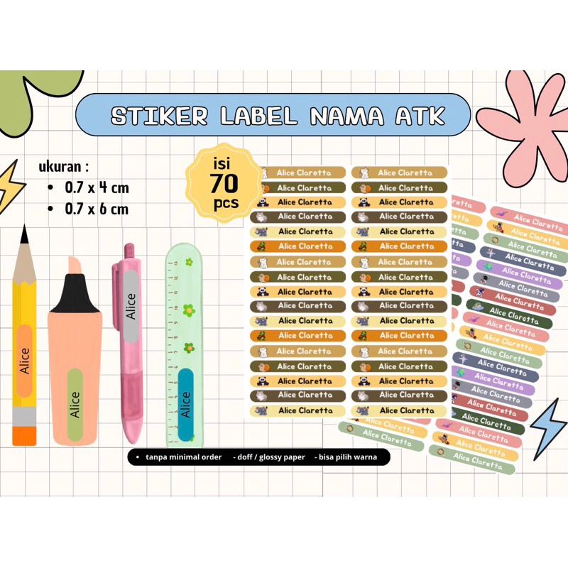 

CUSTOM STIKER LABEL NAMA PULPEN / PENSIL / ATK